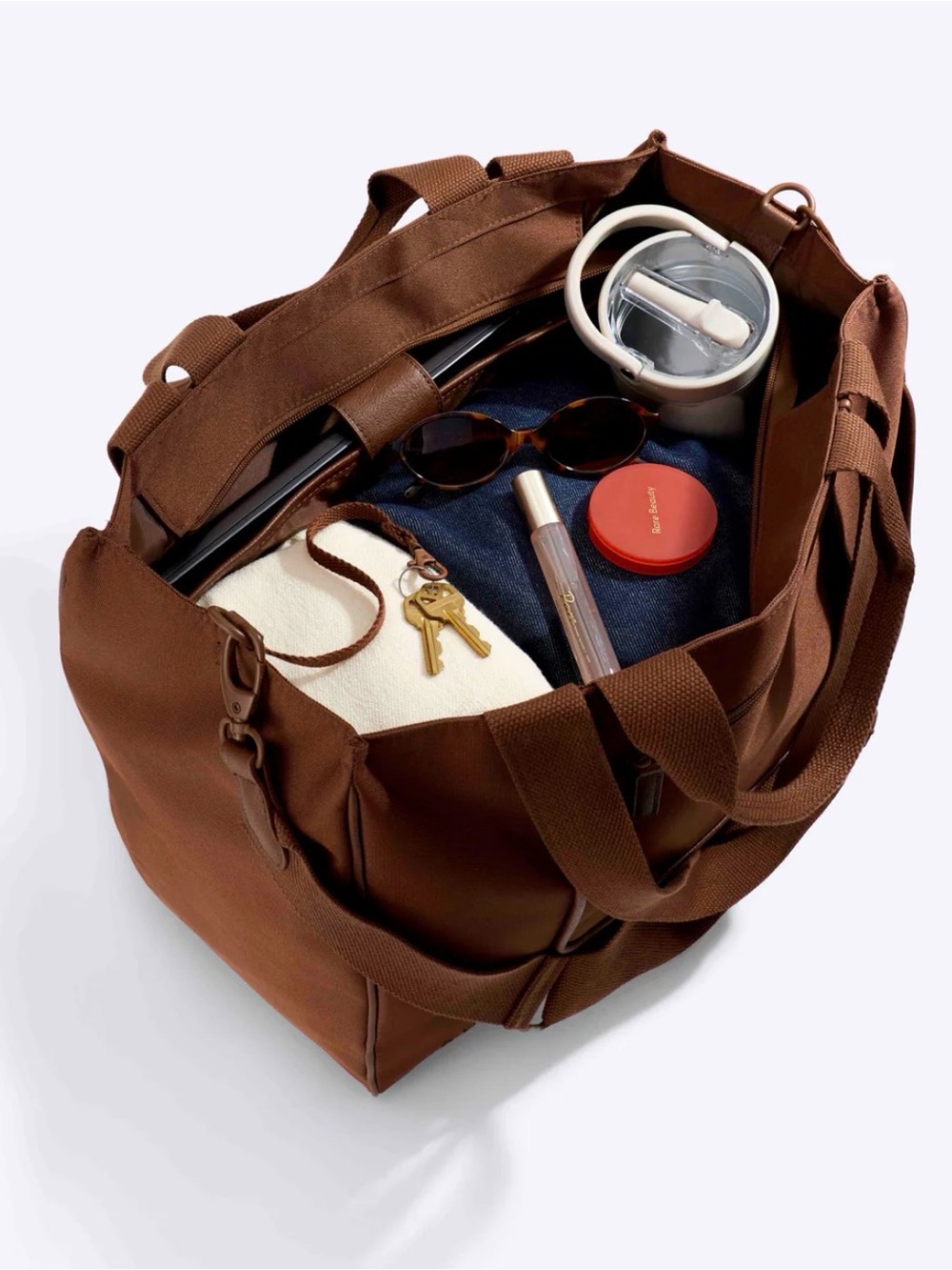 BEIS Brown Travel Tote with Adjustable Shoulder Strap - Picture 4 of 6